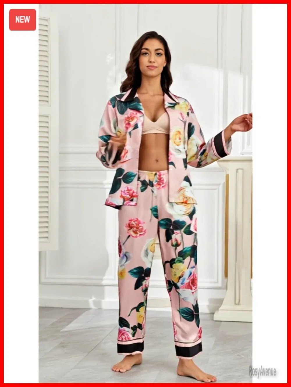Silky Satin Long Sleeve Button Up Pajama Set